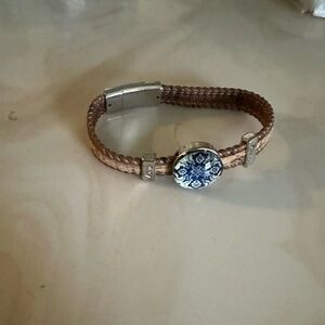Braided Leather Bracelet with Blue ,Silver Accent magnetic fasten. Love it